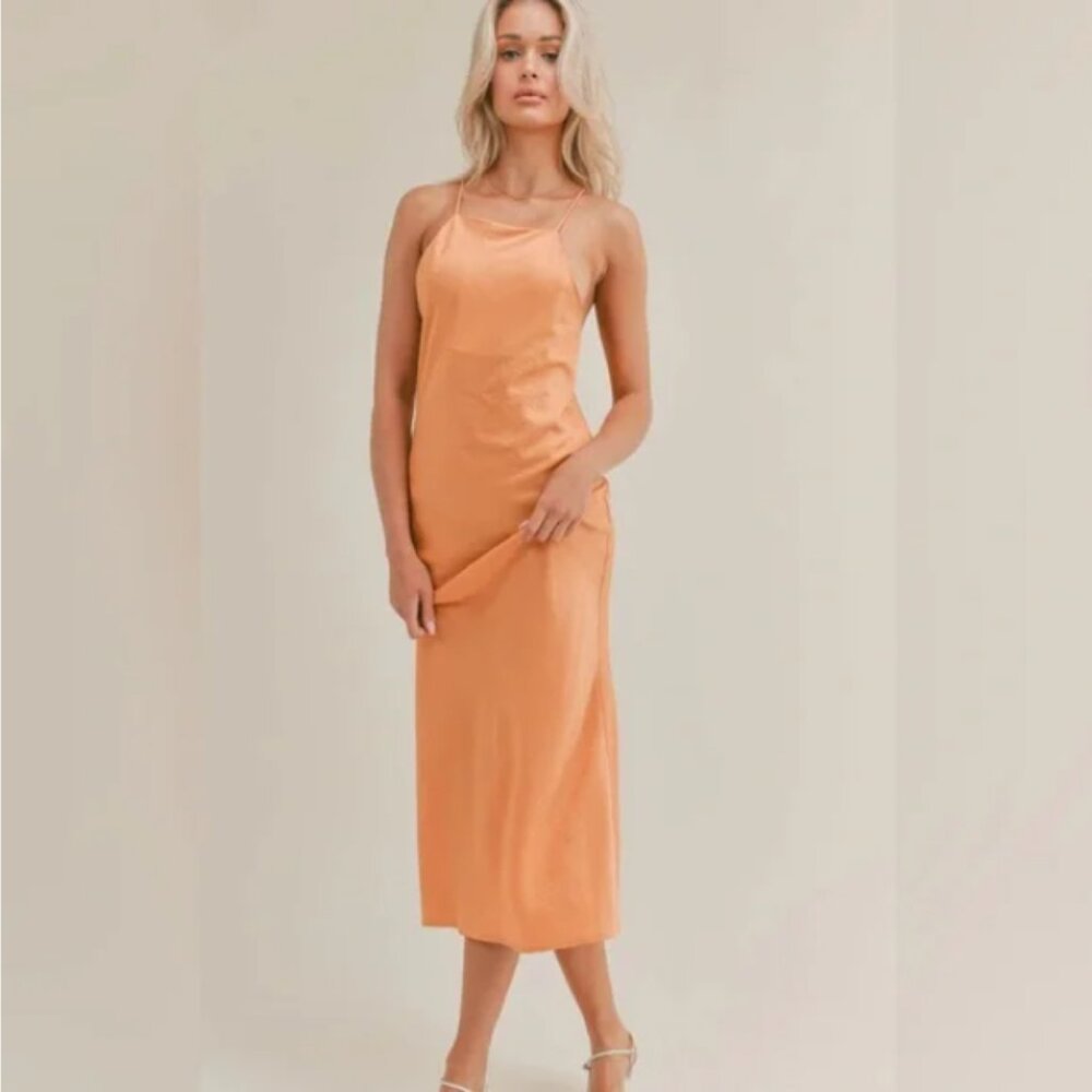 Sage The Label Apricot Midi Slip Dress Size XS